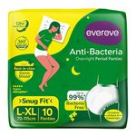 Evereve Anti Bacteria Period Panty for Girls & Women, (L-XL), 10 Pcs, 360 Degree Overnight Coverage, 99.9% Bacteria Free, High Absorbency for Heavy Flow, Maternity Postpartum Disposable Panty