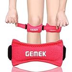 Patella Tendon Knee Strap 2 Pack, GEMEK Knee Pain Relief Support Brace Hiking, Soccer, Basketball, Tennis, Tendonitis, Running, Jumpers Knee, Volleyball & Squats (Red)