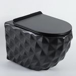 BASSINO Ceramic Commode Wall Mount/Wall Hung Western Toilet/Wc European Commode For Bathrooms With Soft Close Seat Cover (530X360X360 MM, BLACK MATT) BTT-WH-63