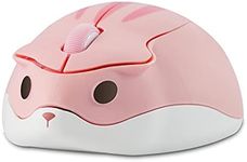 3C Light 2.4GHz Wireless Mouse Cute Animal Hamster Wireless Mouse Portable Mini Optical Mice Cartoon Computer Mouse 3 Buttons for Laptop Desktop PC Computer (Pink)