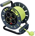 Masterplug Pro-XT Cable Reel 20 m, Extension 4 Schuko Eschufes, Electric Extension 3000 W Grey/Green