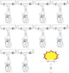 Yharnamite 10 Pcs Sign Clips Holders, Clear Plastic Price Tag Label Display Clips, Clear Sign Clips, Rotatable Price Display Rack Double Display Clips for Retail Rack, Baskets Cards, Retail Store (A)