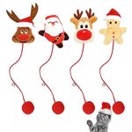 Christmas Small Cat Toys 4 Pcs Dog Toys Cat Toys Set Kitten Toys with Bell Red Ball Santa Reindeer Gingerbread Pet Toys Soft Plush Toys for Pet Kitten Cat Playing Chewing Grinding Claw Teeth Cleaning