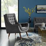 Fine Wood Art Wing Back Chair for Living Room | Wing Chair for Living Room/High Back Arm Chair/Ideal for Home Colour (Grey)