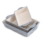 Original Heart Casserole Dish Ceramic Baking Dish 9x13 Baking Pan 3pcs Bakeware Sets Grey Lasagna Pan Rectangular Baking Pan Set Baking Dishes for Oven