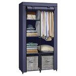 SONGMICS Portable Closet, Wardrobe Closet Organizer with Non-Woven Fabric Cover, Hanging Rods and Shelves, 34.6 x 17.7 x 66.1 Inches, Large Capacity for Bedroom, Living Room, Dark Blue URYG084I02