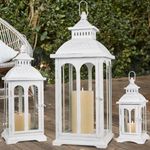 NEEDOMO Lanterns Decorative Outdoor & Indoor, Set of 3 Outdoor Lanterns for Porch, Vintage Candle Lantern Decor for Living Room, Fireplace, Kitchen Dining Table, Patio, Garden, Wedding, White