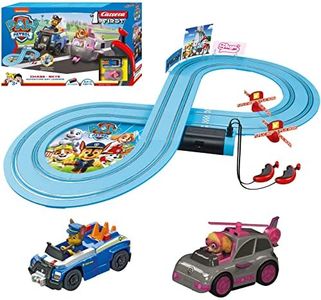 Carrera First Paw Patrol - Slot Car Race Track - Includes 2 Cars: Chase and Skye - Battery-Powered Beginner Racing Set for Kids Ages 3 Years and Up,