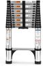 Telescoping Ladder, SocTone 12.5 FT Aluminum Lightweight Extension Ladder with 2 Triangle Stabilizers, Heavy Duty 250lbs Max Capacity, Multi-Purpose Collapsible Ladder for RV or Outdoor Work