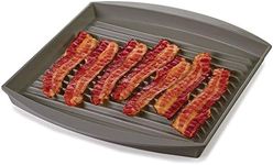 Prep Solutions by Progressive Microwave Large Bacon Grill - Gray, PS-66GY, 7-9 Strips of Bacon, Cook Frozen Snacks, Frozen Pizza, Measures 12" L x 10" W