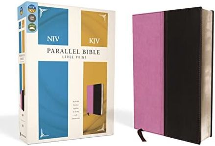 NIV, KJV, Parallel Bible, Large Print, Leathersoft, Pink/Brown: The World's Two Most Popular Bible Translations Together