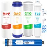 SimPure 5 Stage Reverse Osmosis Replacement Filter Set with 75 GPD RO Membrane, 5pc Pre & Post Replacement Cartridge Pack Kit for Standard 5-Stage Reverse Osmosis RO Systems