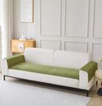 House of Quirk Herringbone Chenille Sofa Cover Set – 3 Pcs Anti-Slip Furniture Protector for One-Seater Sofa (2pc Armrest Covers 50x70cm + 1pc Seat Cover 70x70cm, Green)