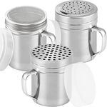 CUSINIUM [Set of 3] 10oz Stainless Steel Dredges with Handle - Fine Mesh + Medium Holes + Large Holes (for Coarse Seasonings)