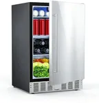 Electactic 24 Inch Beverage Refrigerator, Under Counter Freestanding Beverage Cooler 180 Can, Outdoor Fridge with Stainless Steel Door, Outdoor Refrigerator for Patio, Home, Kitchen, Bar (Silver)