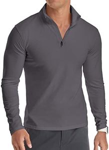 YTD Men's Long Sleeve Polo Shirts Casual Slim Fit Basic Designed Cotton Shirts S Dark Gray