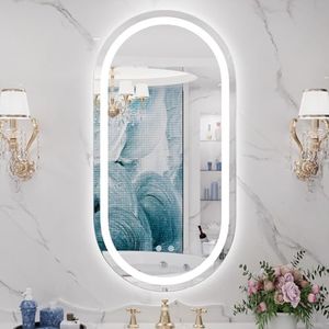 WallBeyond LED Bathroom Mirror with Lights, 16 x 32 Inch Oval Led Bathroom Vanity Mirror for Wall with Front and Backlit, Anti Fog Mirror for Bathroom, 3 Colors and Dimmable Light, Horizontal/Vertical