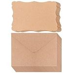 Belle Vous 50 Pack Blank Brown Kraft Paper Cards with Envelopes - 17.6 x 12.4cm/6.93 x 4.88 Inches - Flat Cardstock Set - DIY Gift & Greeting Card Making, Birthday, Wedding & Baby Shower Invitation