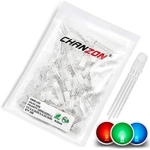 Chanzon 100 pcs 5mm RGB Multicolor Diffused LED Diode Lights Common Cathode(Frosted Round Tricolor) 4 pin Bright Lighting Bulb Lamps Electronics Components Indicator Light Emitting Diodes