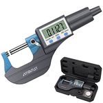 AUTOUTLET 0~25mm Electronic LCD Digital Display Outside Micrometer Micro Calipers Length Measuring Professional Tool with Adjustment Wrench, Instructions Booklet, and Extra Battery