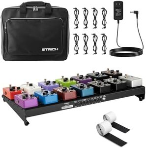 STRICH Guitar Pedal Board with Built-in Power Supply, Pedal Board 22 x 11" Lightweight 3.31lb Aluminum Alloy, PedalBoard with Pedal Cables, Bag, Hook Loop Strips PB-S22