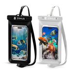 Zonus® Waterproof Phone Case and Travel Essentials Women - Waterproof Bags for Swimming, Holiday Essentials, Mobile Phone Neck Pouch, 2 Pack iPhone Waterproof Pouch, Black/Grey.