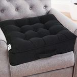 Casabella Booster Cushion-Armchair Booster Cushion Large Booster Seat Dining Chair 50x50+10cm Thick Floor Cushion, Pregnancy & Post-Operative Adults Chair Bolster Cushion Seat, Car Seat Sofa-Black