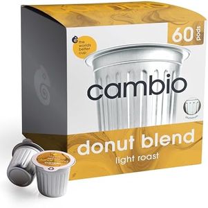 Cambio Roasters Organic Coffee Pods - Donut Blend Light Roast, The Only Organic Recyclable Aluminum Coffee Pods, Small Batch Roasted, Keurig® Compatible, Balanced Flavor, Longer Lasting Freshness, 60 Count