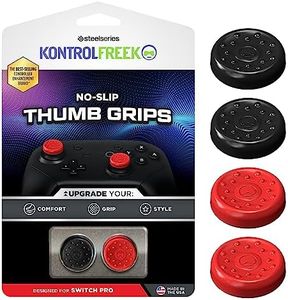 KontrolFreek No-Slip Thumb Grips for Nintendo Switch Pro and Switch 2 Controller | 4-Pack | Red & Black