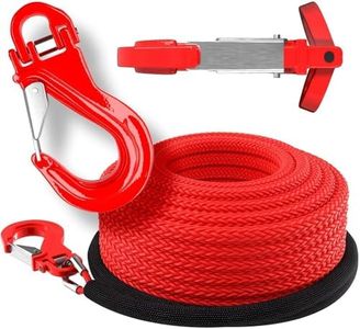 Miolle Synthetic Winch Line Cable Rope for ATV, UTV, Snow plow pre Stretched 8200LBS-MBS/2700W.L.L. (1/4x50, Rope, Hook, Stopper)