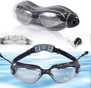 Generic YUSGA Swimming Goggles for Men &Women -UV Protection, Leak-Proof, Diving, Shatterproof, Clear Vision for Indoor & Outdoor Use (Black Clear)