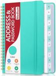 Address Book with Alphabetical Tabs, Hardcover Phone Book Password Keeper with Spiral Binding, Address Books for Seniors, Record Internet Logins, Coloring Pages - 5.7"×7.7" (Teal)