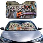 OK Cars AZ-SAA-043 Car Windscreen Sunshade with Raccoon Motif, Front Windscreen Cover, 130 x 70 cm