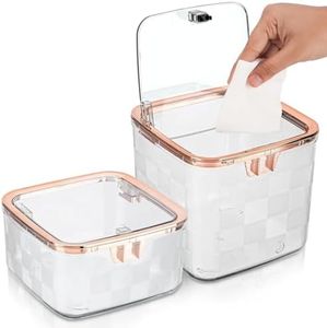 BELLE VOUS Lot de 2 Petites Poubelles de Bureau avec Couvercle - Mini Poubelle en Plastique 1,4L et 2,2L - Petite Poubelle de Table - Cuisine - Chambre - Salle de Bain - Toilette