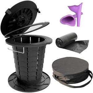 ALEVMOOM Toilettes portables pour adultes - Toilettes de voyage pliables avec urinoir féminin - Hauteur réglable - Pot portable pour voiture, camping, randonnée, plage (noir)