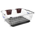 Dish Drainer Steel 64 x 48 x 23 cm, Stainless Steel Dish Drainer Rack Utensil Drying Stand for Kitchen/Plate Rack/Bartan Basket/Sink Counter Top Dish Drainer Rack