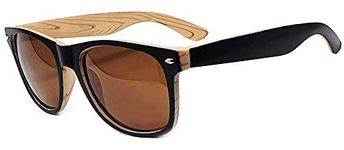 iceBoo Sunglasses Plastic lightweight frame matte wood wooden grain pattern effect, Plastic lens UV400 (Wood grain pattern lightweight plastic frame (W5023)