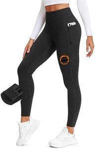 Stelle Women's Fleece Lined Leggings 27'' Thermal Winter Warm High Waisted Workout Yoga Pants with Pocket (Black,XS)