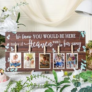 RattanView 16 x 8 Inch In Loving Memory Wedding Sign with 5 Clips Wood Eucalyptus Wedding Decor Memory Table Sign for Wedding Wooden Memorial Picture Hanging Board Wedding Decor to Honor Souls