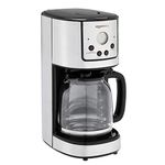 Amazon Basics 12-Cup Digital Coffee Maker with Reusable Filter, Black and Stainless Steel