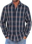 COOFANDY Flannel Shirts for Men Long Sleeve Button Up Shirt with Pocket Untucked Shirts for Men, Teal Burgundy White Plaid, X-Large