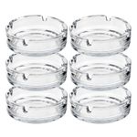 HOMESHOPA Round Glass Ashtrays, Solid & Practical Transparent Glass Ash Tray for Cigarettes Cigars, Clear Stackable Ashtray for Indoor Outdoor Home Office Restaurant Decorative Tabletop (6 Pack)