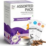TeaFit Premium NO SUGAR Instant Assorted Tea Premix | Pack of 10 Sachets (140gm) | Real Milk | Ginger-Cardamom-Masala-Saffron-Lemongrass Instant Tea | Diabetic Friendly | No Added Sweeteners