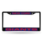 Rico Industries NFL New York Giants Laser Cut Inlaid Standard Chrome License Plate Frame, Black