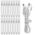 Nearockle 16Pcs Silicone Cable Straps Wire Organizer for Earphone, Phone Charger, Mouse, Audio, Computer, Reusable Fastening Cable Ties Cord Organizer in Home, Office, Kitchen, School (Grey)