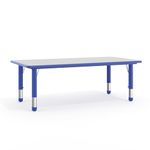 Flash Furniture 23.625''W by 47.25''L Height Adjustable Rectangular Blue Plastic Activity Table with Grey Top