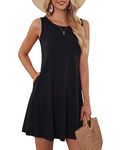 WNEEDU Women's Summer Dress Sundresses for Women Beach Cover Up Tank Dress with Pockets 2024 New Black L