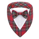 ADOGGYGO Christmas Dog Tuxedo Bandana, Red Plaid Dog Chritstmas Collar with Bowtie Adjustable Dog Christmas Costume for X-Large Dogs Pets (XL, Christmas-2)