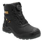 DEWALT Lander Men's Waterproof, Nubuck Leather, Wide Fitting, BOA Fastener, Non-Metallic Safety Toe Work Boot, Black, UK11
