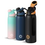 Fjbottle Stainless Steel Insulated Sports Water Bottle 24oz, BPA-Free, Double-Wall Vacuum, Magnetic Cap, No Straw, Cup Brush Included - Ideal Thermos for School, Fitness, and Outdoor Activities.